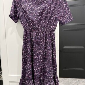 SHEIN Purple Floral Midi Dress